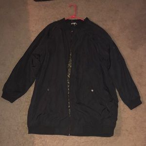 Long Black Bomber Jacket